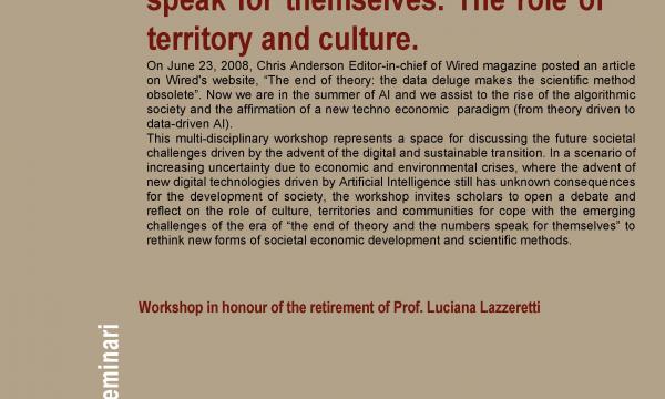 The end of theory and the numbers speak for themselves. The role of territory and culture. | 17 Novembre 2023 - ore 10